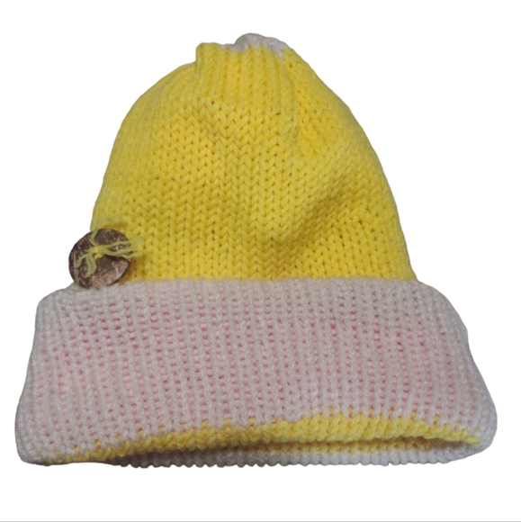 Reversible Double Knit Beanie-Yellow&Pink - Picture 6 of 10
